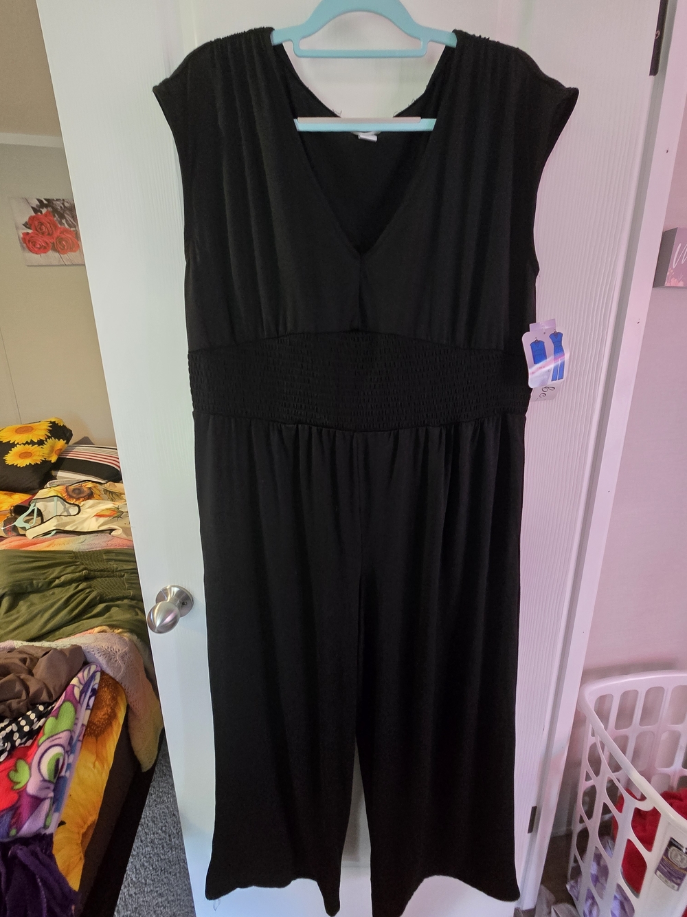 Black V-Neck Wide Leg Jumpsuit